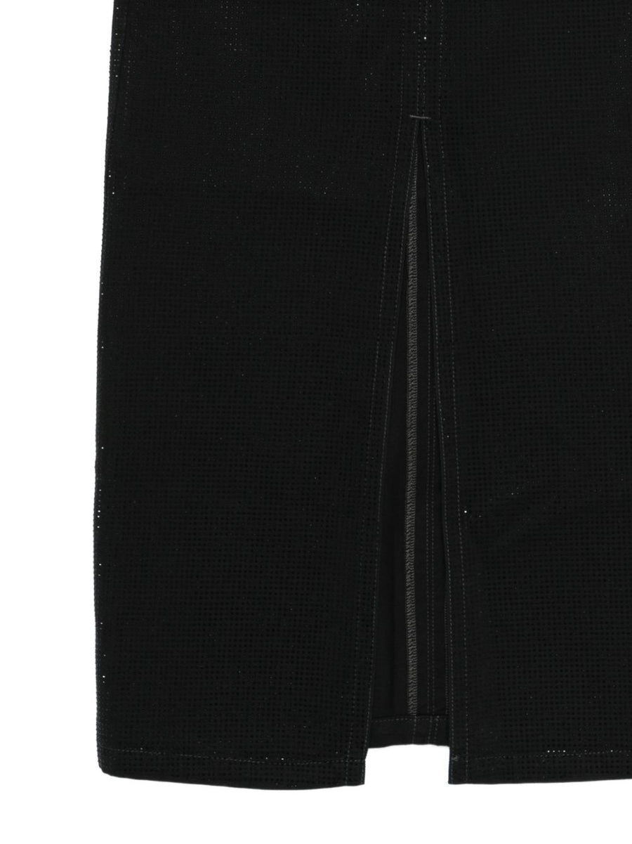 Emporio Armani Studded Sequin Midi Skirt For Women Black Front Slit Luxury Lyocell Cotton Chic