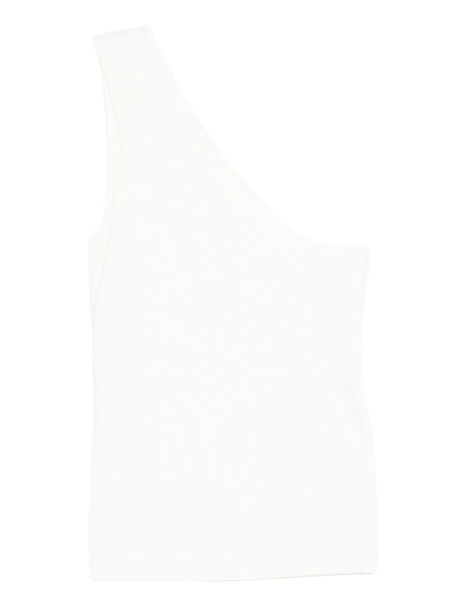 Lisa Yang Sorea Cotton Cashmere One Shoulder Top For Women Minimalist Luxury White