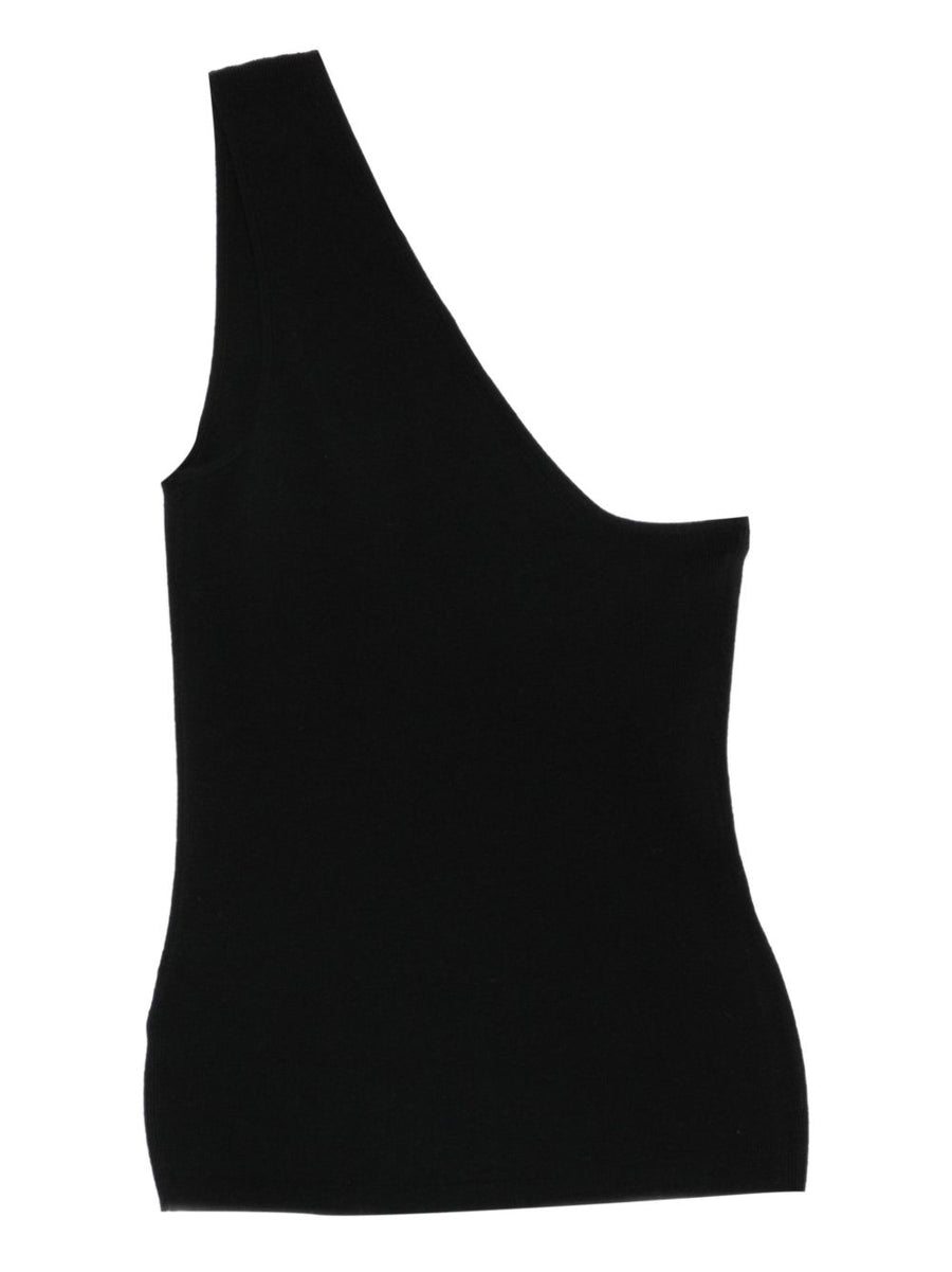 Lisa Yang Sorea One Shoulder Cotton Cashmere Top For Women Black Luxurious Versatile Workwear