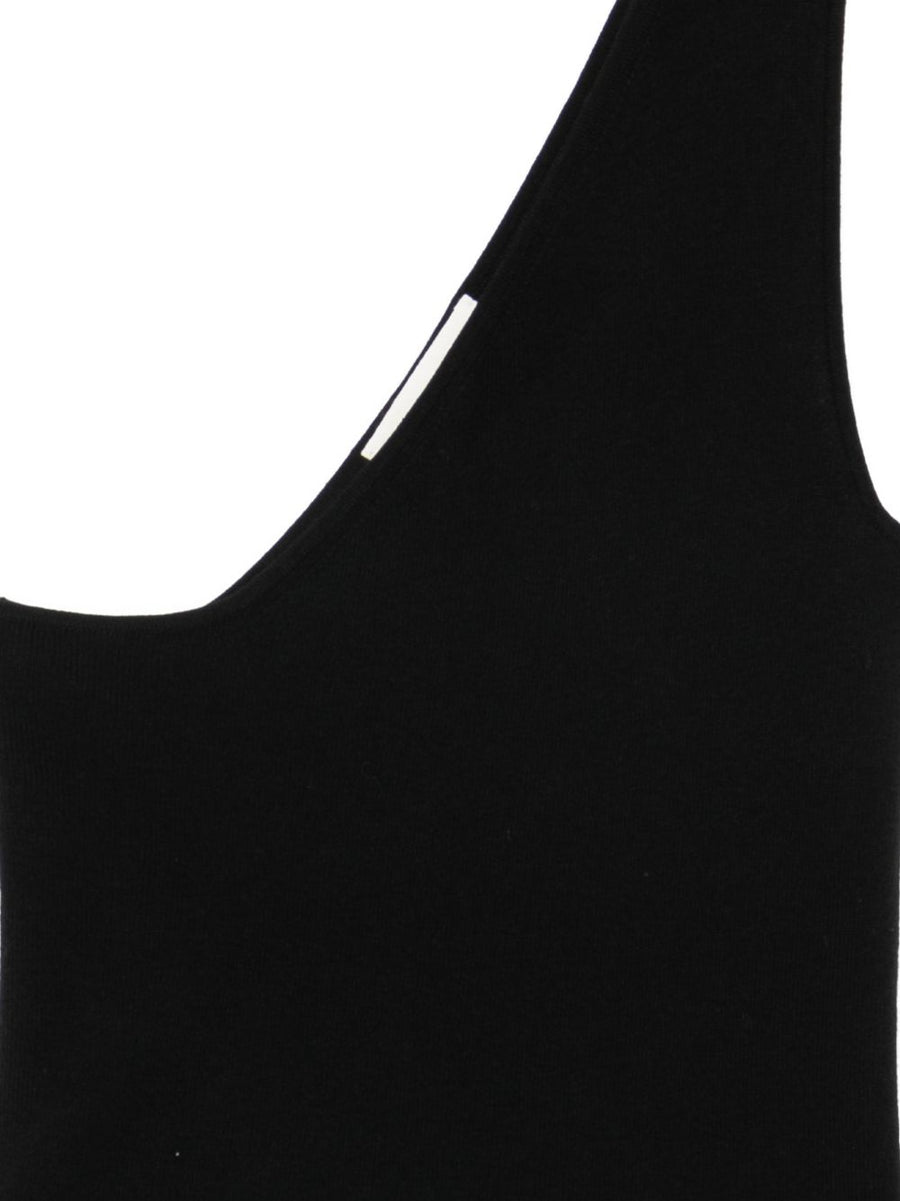 Lisa Yang Sorea One Shoulder Cotton Cashmere Top For Women Black Luxurious Versatile Workwear