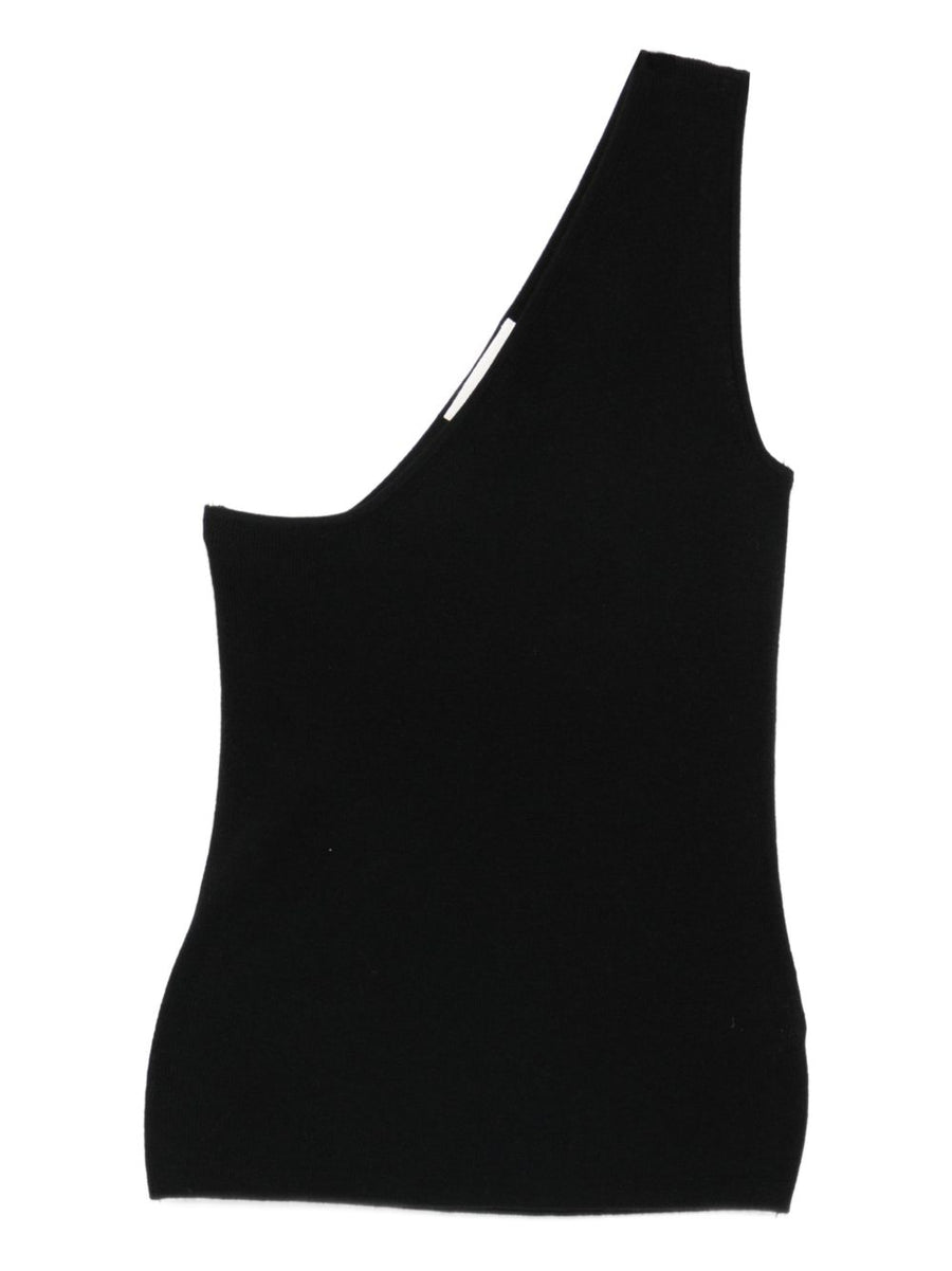 Lisa Yang Sorea One Shoulder Cotton Cashmere Top For Women Black Luxurious Versatile Workwear
