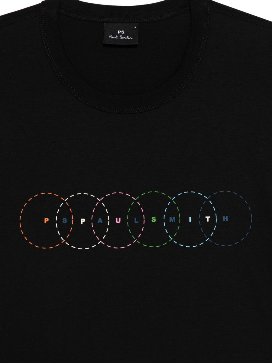 PS By Paul Smith Circles Organic Cotton T Shirt For Men Black Crew Neck Graphic Premium Tee Comfort