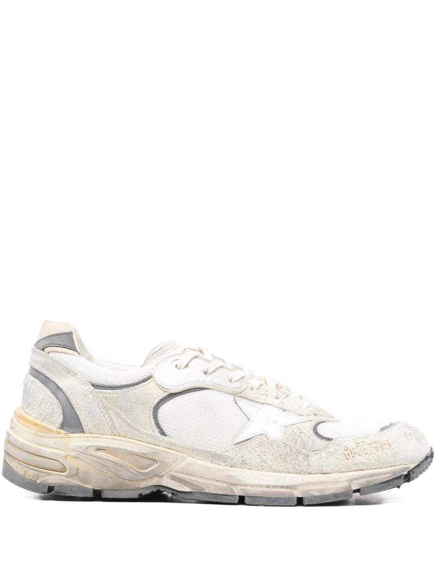 Golden Goose Running Dad Sneakers Premium Calf Leather Upper White Panelled Silhouette Silver Detailing For Men