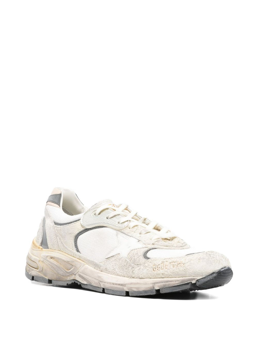 Golden Goose Running Dad Sneakers Premium Calf Leather Upper White Panelled Silhouette Silver Detailing For Men