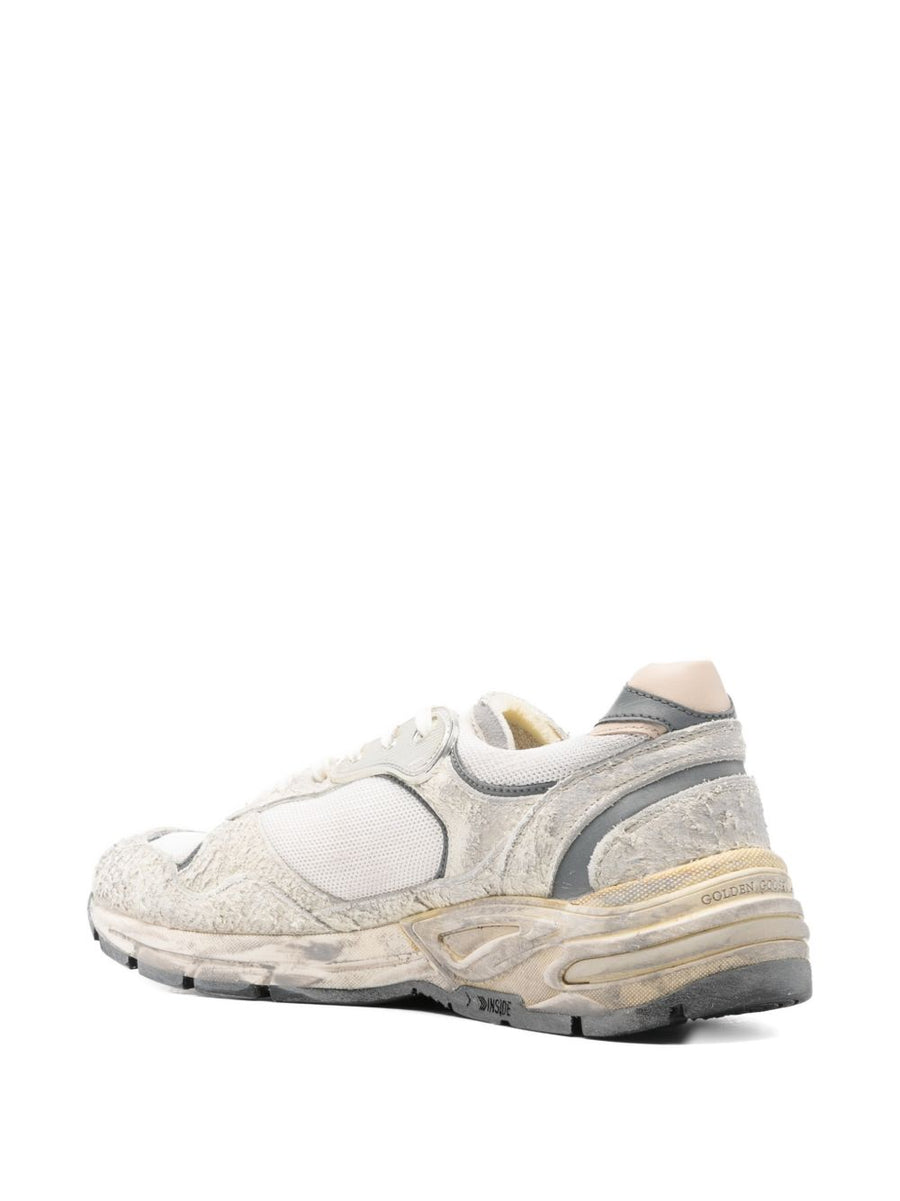 Golden Goose Running Dad Sneakers Premium Calf Leather Upper White Panelled Silhouette Silver Detailing For Men