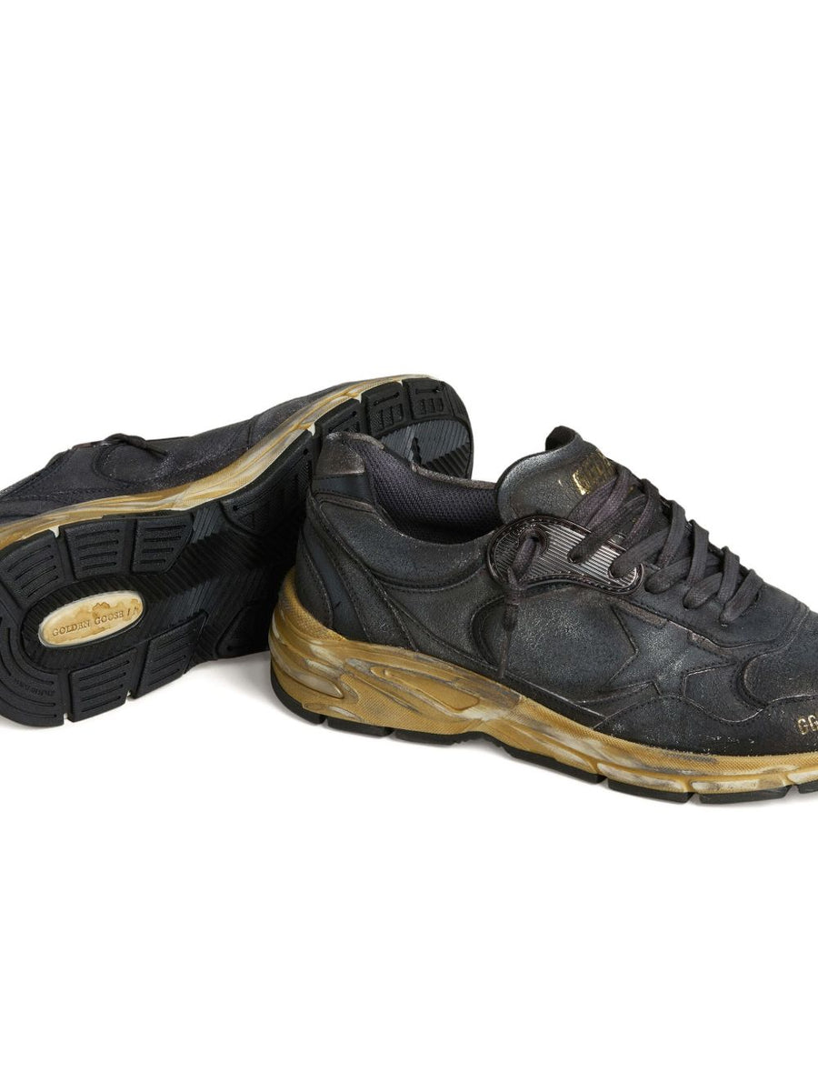 Golden Goose Dad Star Running Sneakers for Men Premium Black Bovine Leather All Day Comfort Casual Luxe Platform