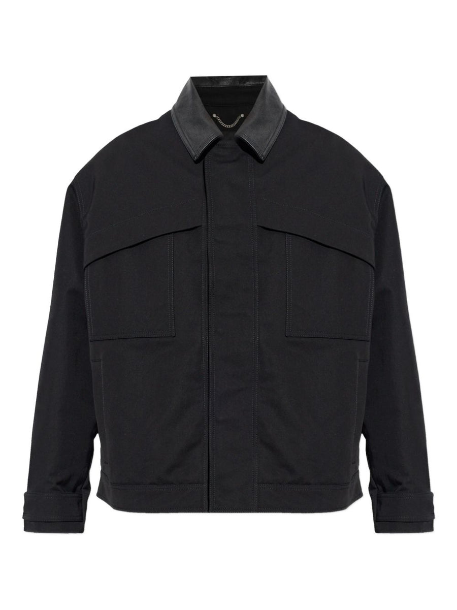 Golden Goose Padded Jacket For Men Black Premium Calf Leather Cotton City Style With Front Pockets