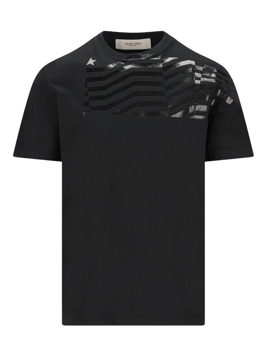 Golden Goose Printed Cotton T Shirt For Men With Glossy Tone On Tone Print Luxury Everyday Essential