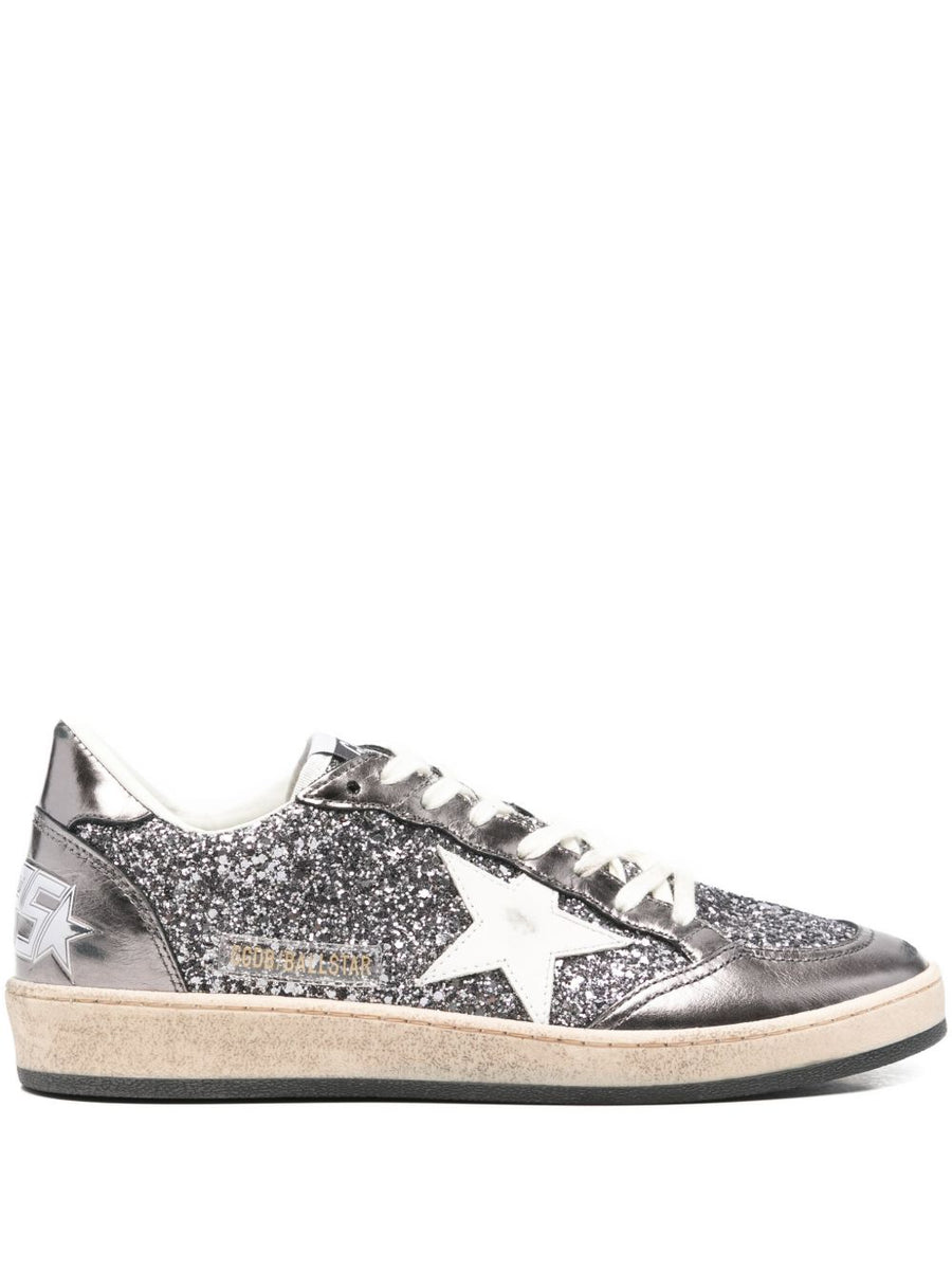 Golden Goose Ball Star Sneakers For Women In Grey Calf Leather With Star Motif Premium Craftsmanship