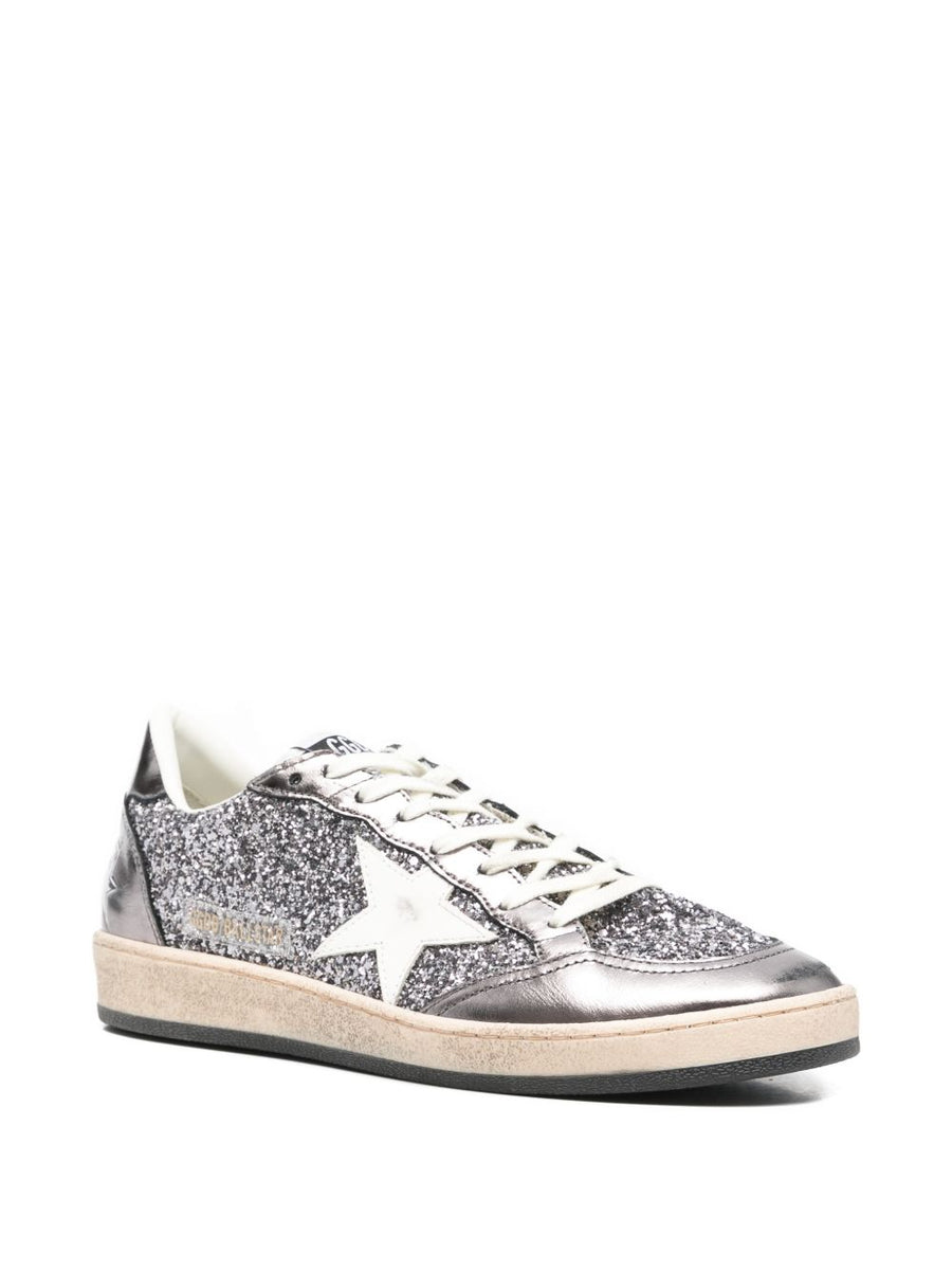 Golden Goose Ball Star Sneakers For Women In Grey Calf Leather With Star Motif Premium Craftsmanship