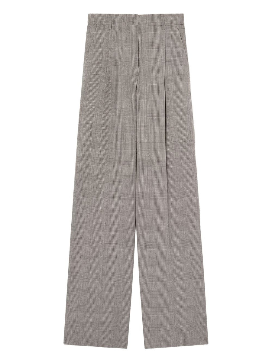 Golden Goose Wool Trousers For Women Tailored Grey Wool With Allover Pattern Luxurious Comfort