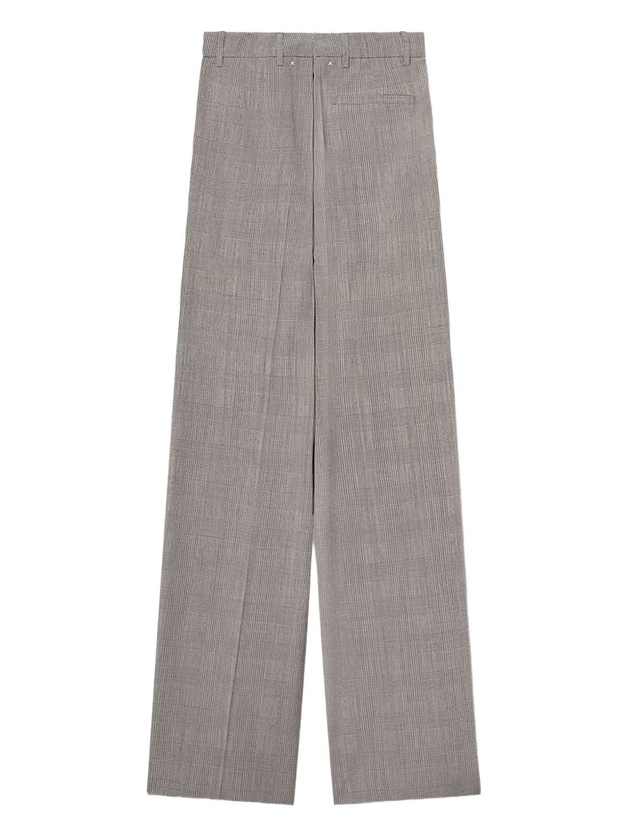 Golden Goose Wool Trousers For Women Tailored Grey Wool With Allover Pattern Luxurious Comfort
