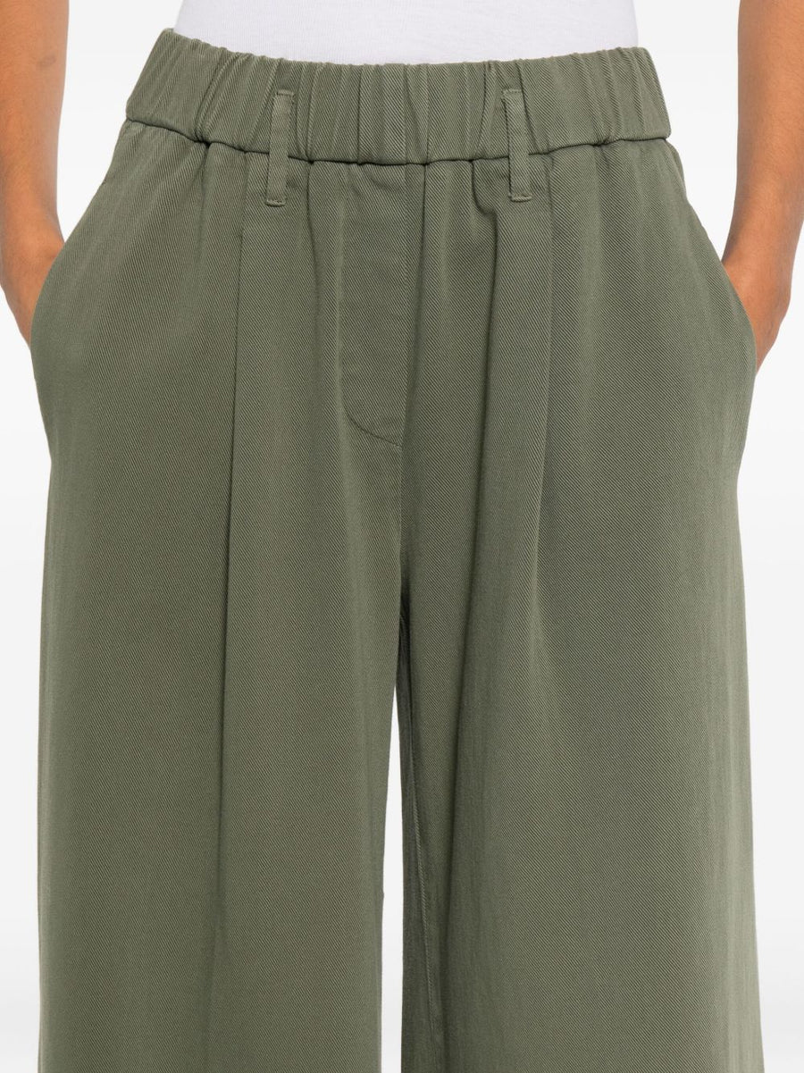Forte Forte Fluid Trousers Khaki 100 Percent Cotton Elastic Waistband For Women Premium Lightweight Breathable Fit
