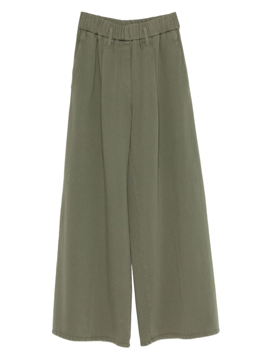 Forte Forte Fluid Trousers Khaki 100 Percent Cotton Elastic Waistband For Women Premium Lightweight Breathable Fit