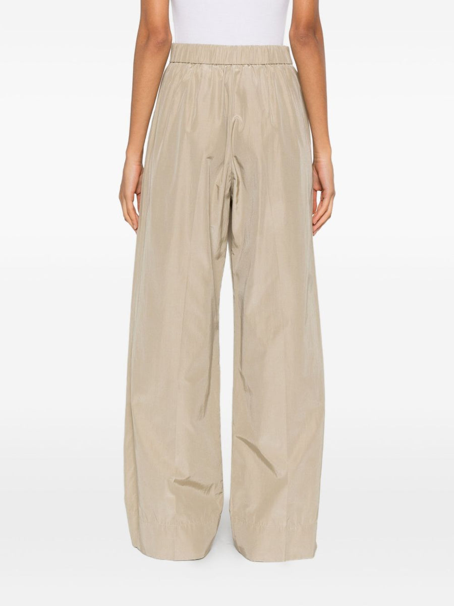 Forte Forte Cotton Blend Trousers For Women Beige Wide Leg Desk To Dinner Ready Effortless