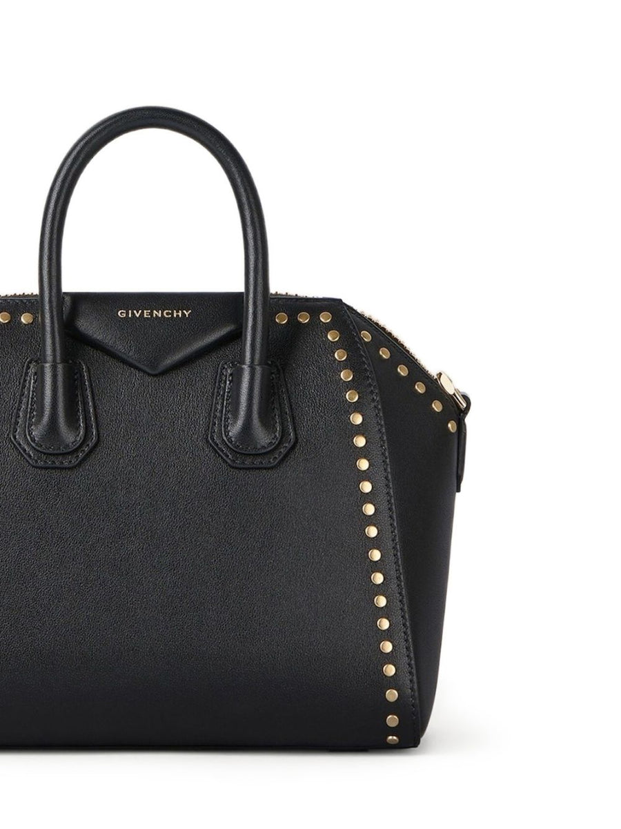 Givenchy Mini Antigona Bag Box Leather With Studs Detail Compact Sculpted Silhouette Gold Hardware For Women