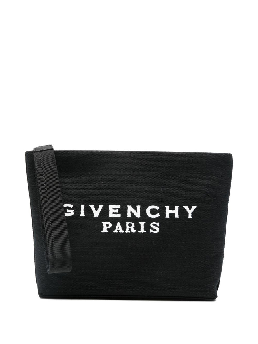 Givenchy Canvas Pouch Wallet For Women With Luxurious Cotton Linen Blend Zip Closure And Wrist Strap