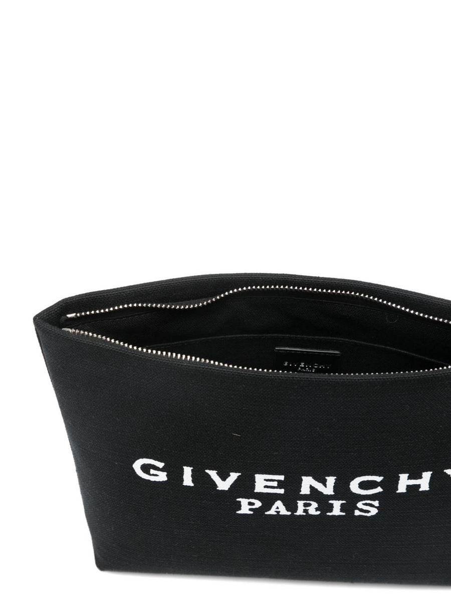 Givenchy Canvas Pouch Wallet For Women With Luxurious Cotton Linen Blend Zip Closure And Wrist Strap