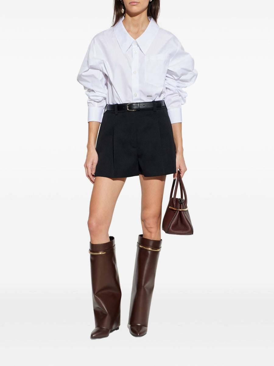 Givenchy Wool Pleated Shorts For Women Luxe 100 Percent Wool Couture Tailoring Black