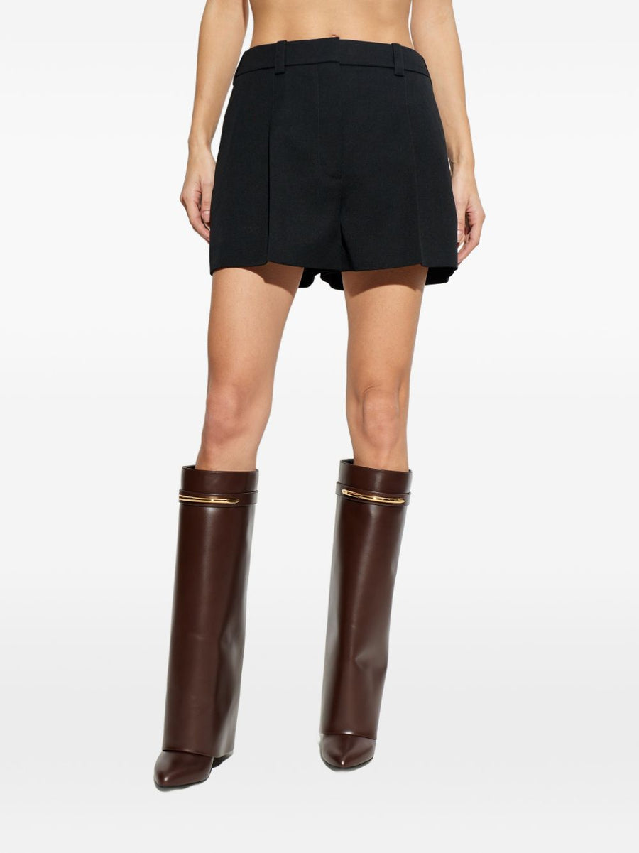 Givenchy Wool Pleated Shorts For Women Luxe 100 Percent Wool Couture Tailoring Black