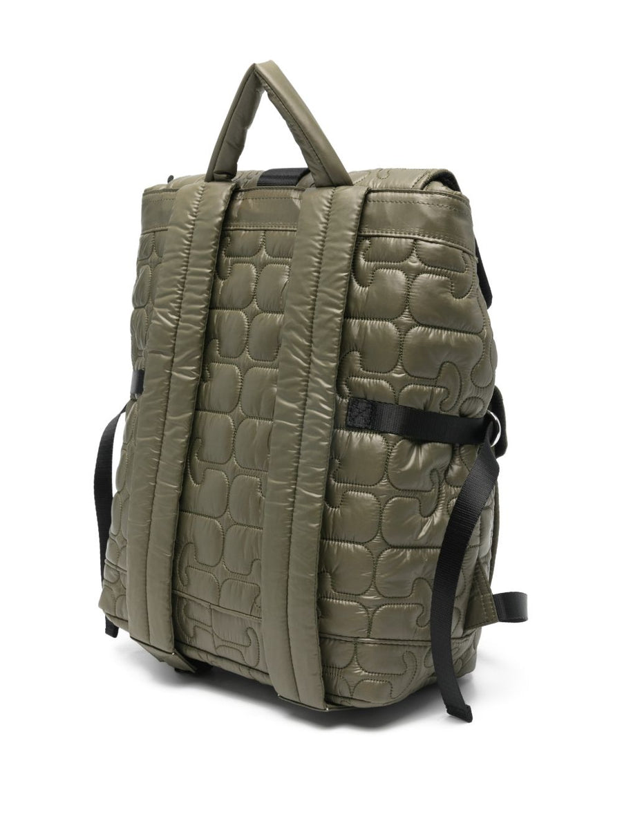 Ganni Quilted Flap Pocket Backpack For Women Eco Friendly Recycled Nylon Everyday City Carry