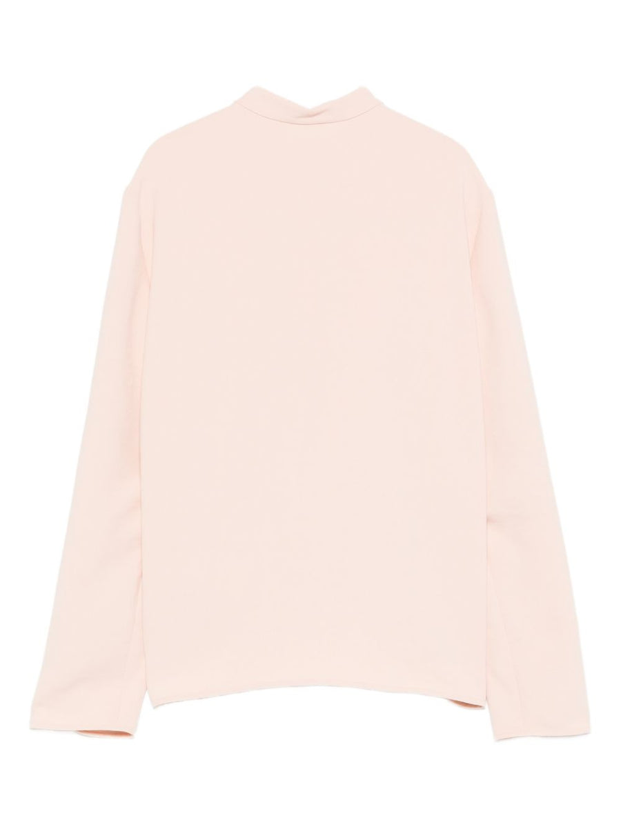 Emporio Armani Crepe Shirt for Women Powder Color Refined Versatile Office Top Long Sleeves