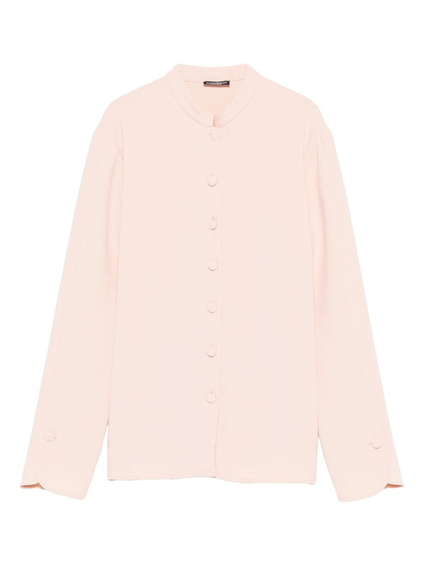 Emporio Armani Crepe Shirt for Women Powder Color Refined Versatile Office Top Long Sleeves
