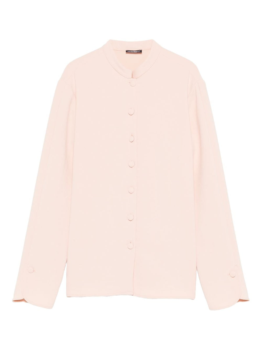 Emporio Armani Crepe Shirt for Women Powder Color Refined Versatile Office Top Long Sleeves