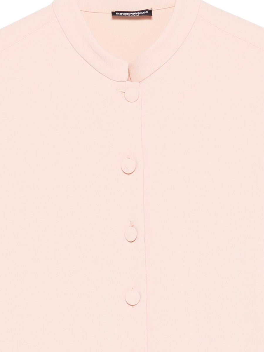 Emporio Armani Crepe Shirt for Women Powder Color Refined Versatile Office Top Long Sleeves