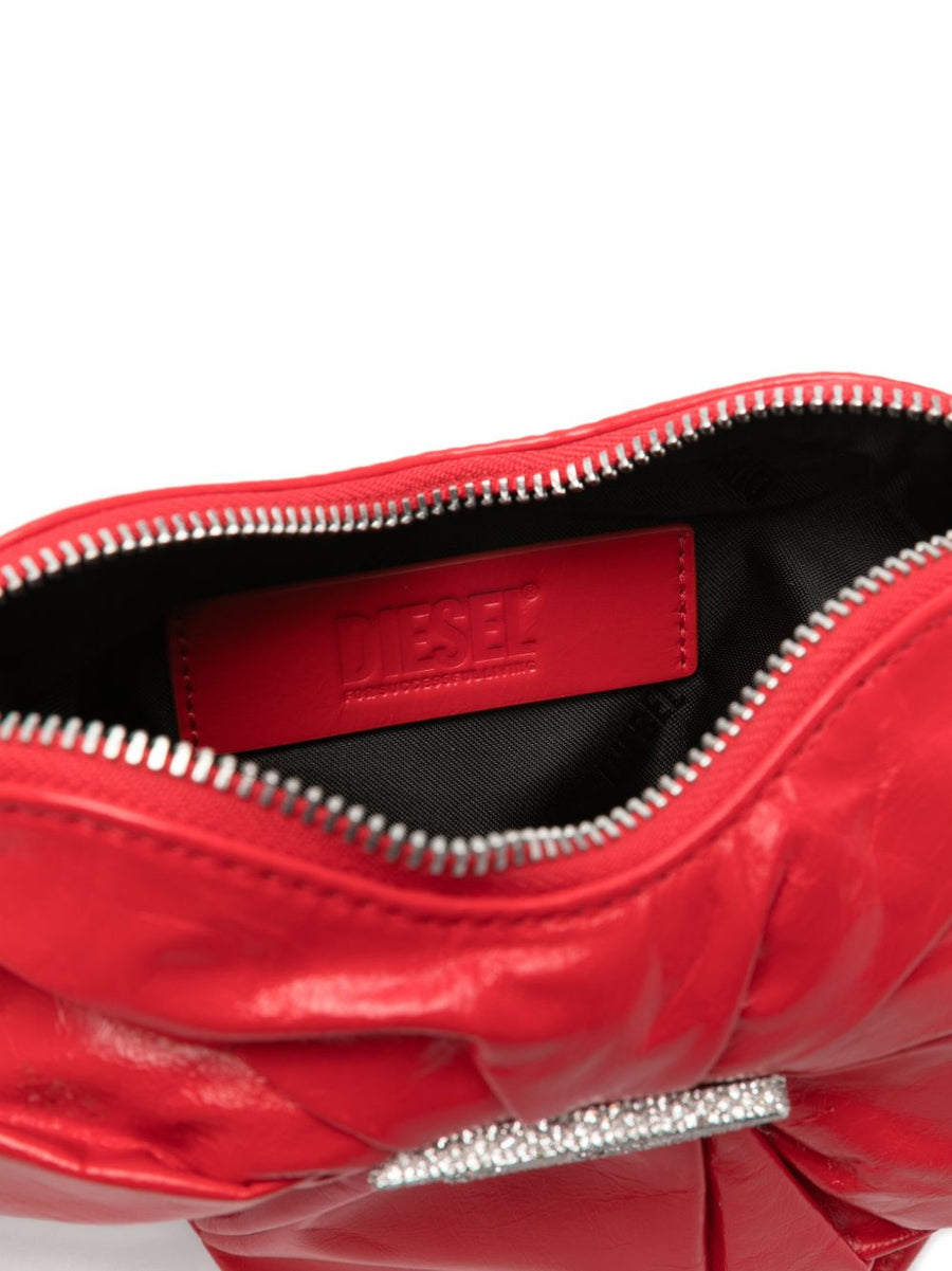 Diesel Scrunch-D Heart Shoulder Bag Bold Red Calf Leather Crossbody for Women Everyday