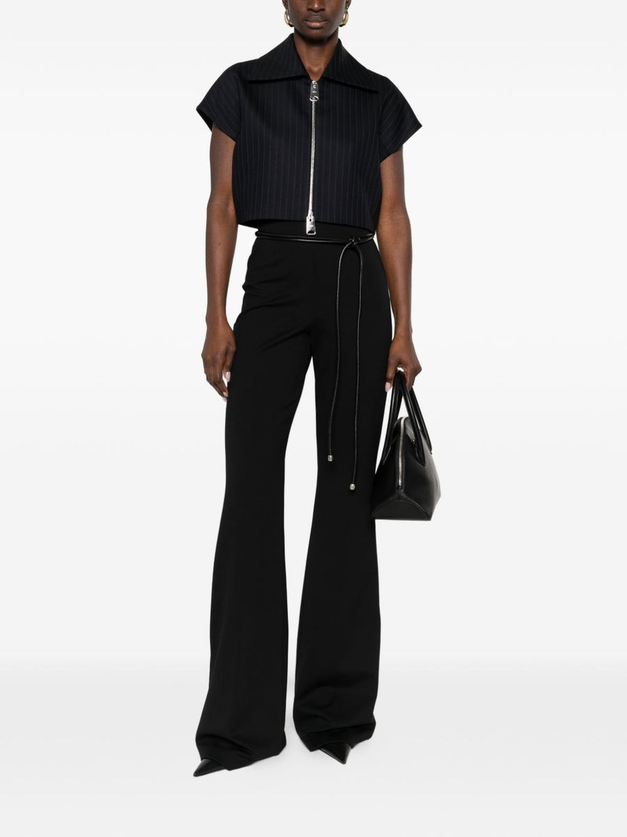 Sportmax Pre Flared Trousers Black High Waisted Wide Leg Luxury Pants For Women Office Wear