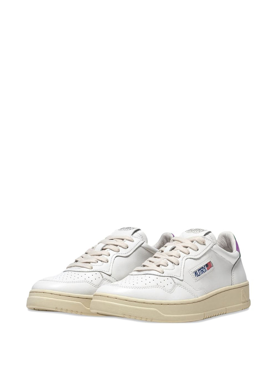 Autry Medalist Low Leather Sneakers For Women In Violet With Premium Perforated Leather Details