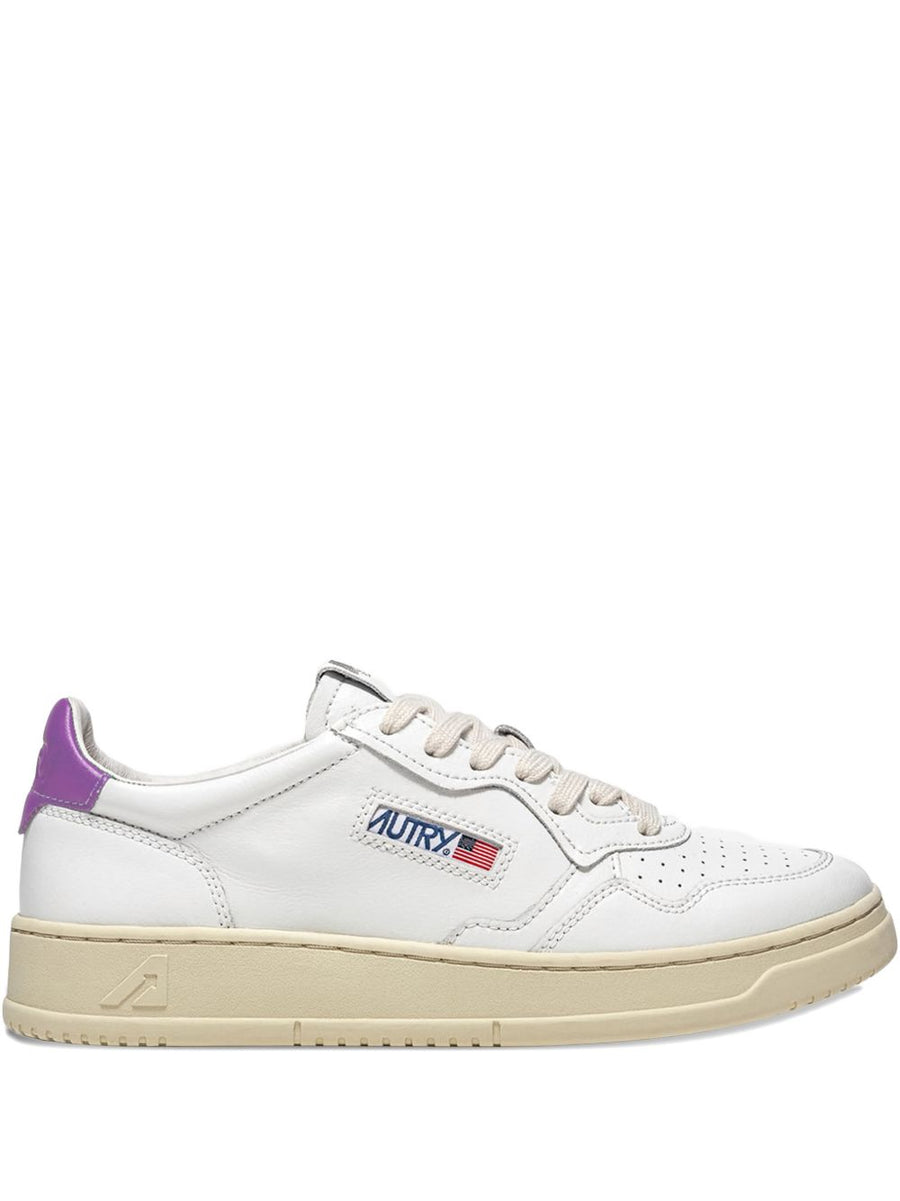 Autry Medalist Low Leather Sneakers For Women In Violet With Premium Perforated Leather Details