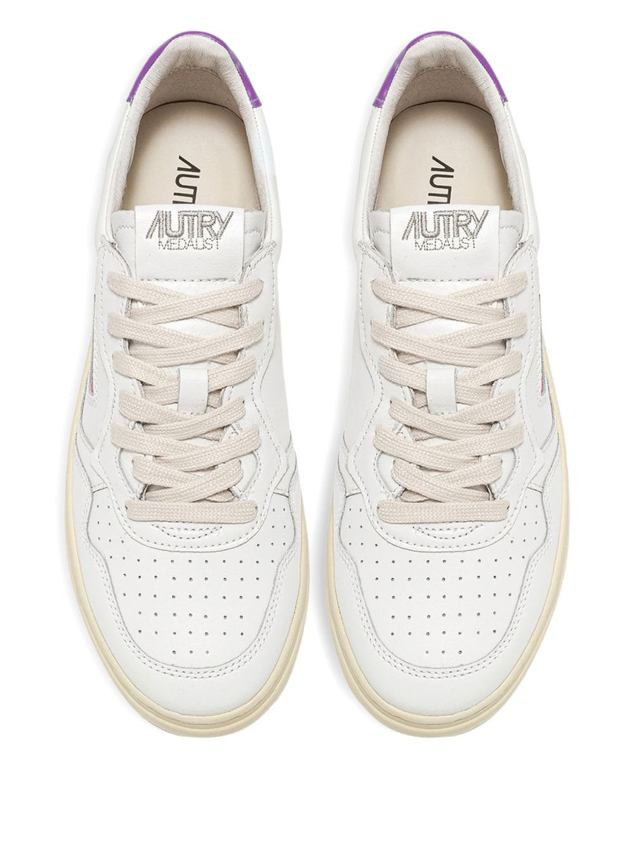 Autry Medalist Low Leather Sneakers For Women In Violet With Premium Perforated Leather Details