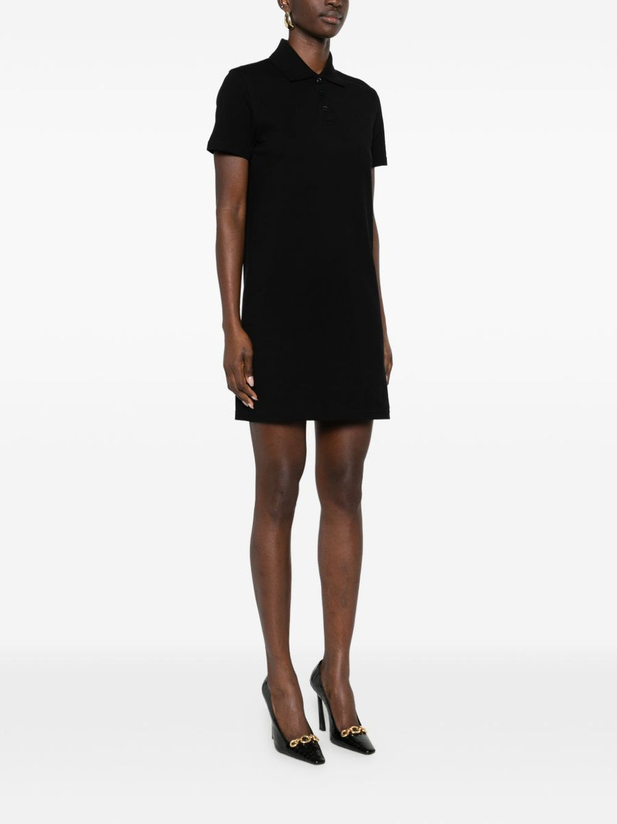 Saint Laurent Black Cotton Polo Dress For Women With Polo Collar And Button Front Logo Detail