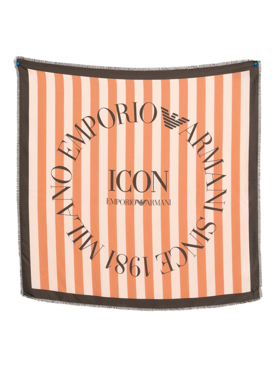 Emporio Armani Silk Foulard Icon Print Pure Silk Lightweight Pink Scarf For Women
