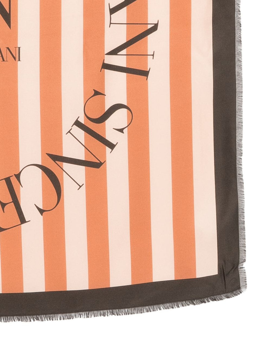 Emporio Armani Silk Foulard Icon Print Pure Silk Lightweight Pink Scarf For Women