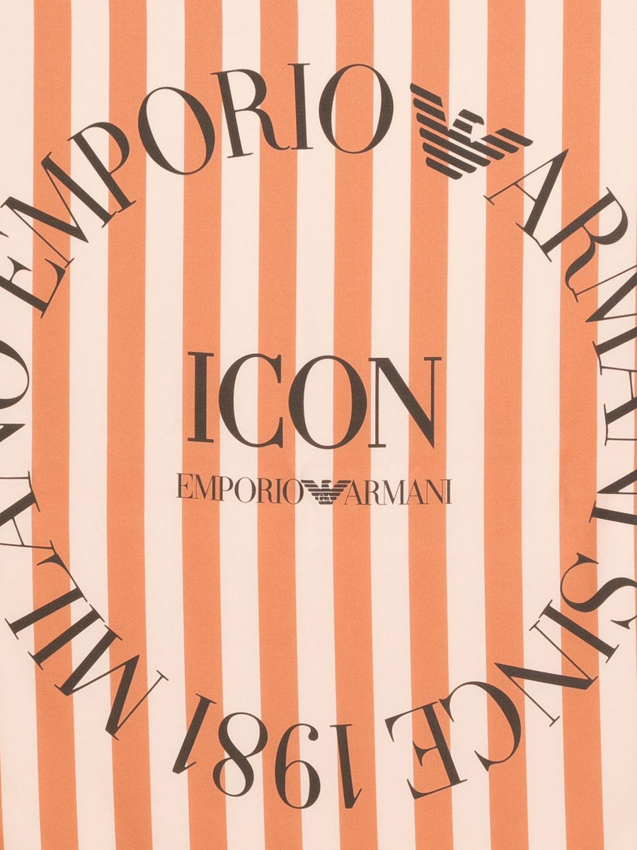 Emporio Armani Silk Foulard Icon Print Pure Silk Lightweight Pink Scarf For Women