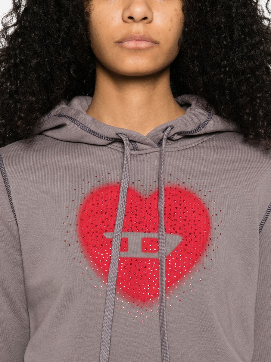 Diesel Heart Graphic Cotton Hoodie For Women With Soft Everyday Comfort And Versatile Layering