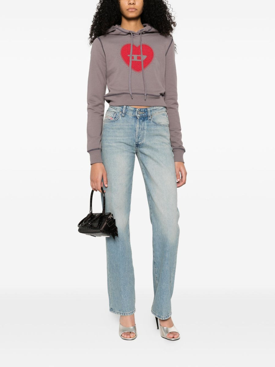Diesel Heart Graphic Cotton Hoodie For Women With Soft Everyday Comfort And Versatile Layering