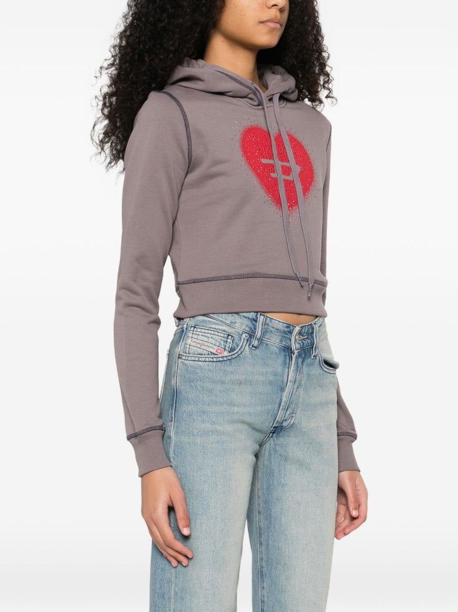 Diesel Heart Graphic Cotton Hoodie For Women With Soft Everyday Comfort And Versatile Layering