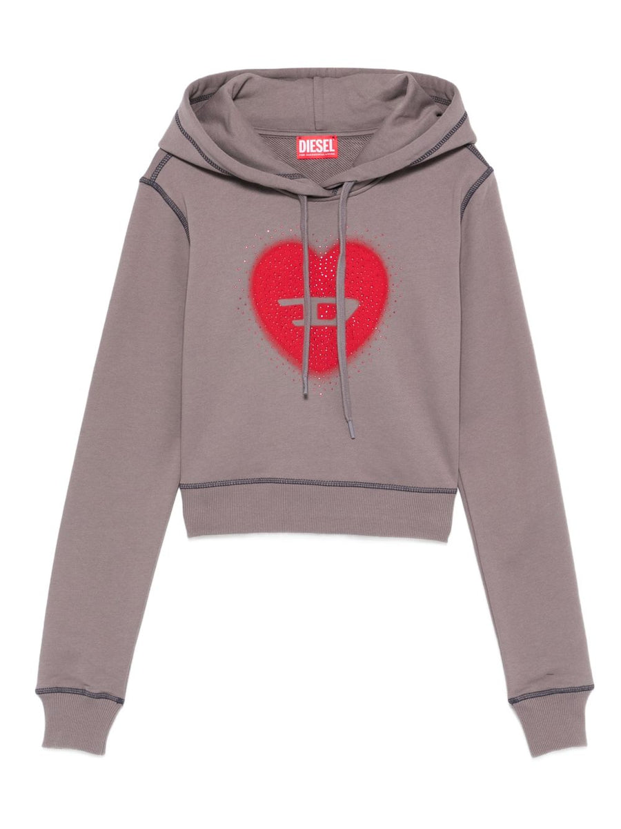 Diesel Heart Graphic Cotton Hoodie For Women With Soft Everyday Comfort And Versatile Layering