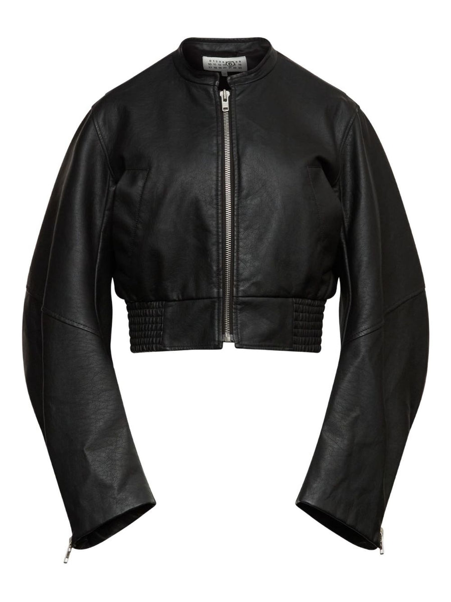 MM6 Maison Margiela Leather-Effect Bomber Jacket For Women With Edgy Street Style