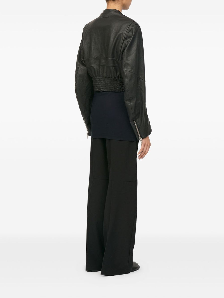 MM6 Maison Margiela Leather-Effect Bomber Jacket For Women With Edgy Street Style