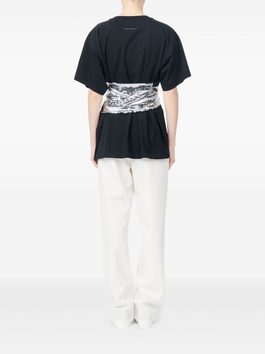 MM6 Maison Margiela Gloves Detail Cotton T Shirt For Women Sequin Embellishment Everyday Luxury
