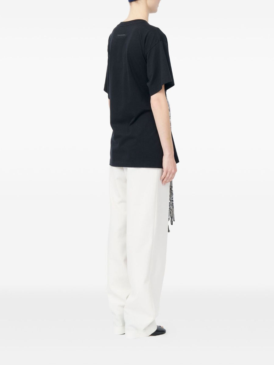 MM6 Maison Margiela Gloves Detail Cotton T Shirt For Women Sequin Embellishment Everyday Luxury