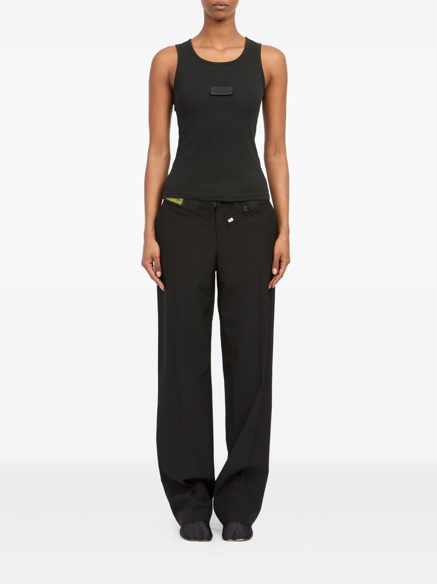 MM6 Maison Margiela Logo Tank Top For Women Luxury Cotton Ribbed Texture Plaque Detail