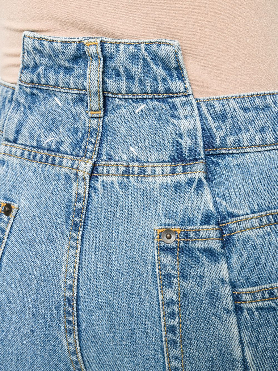 Maison Margiela Light Blue Denim Wide Leg Jeans With Décortiqué Detailing