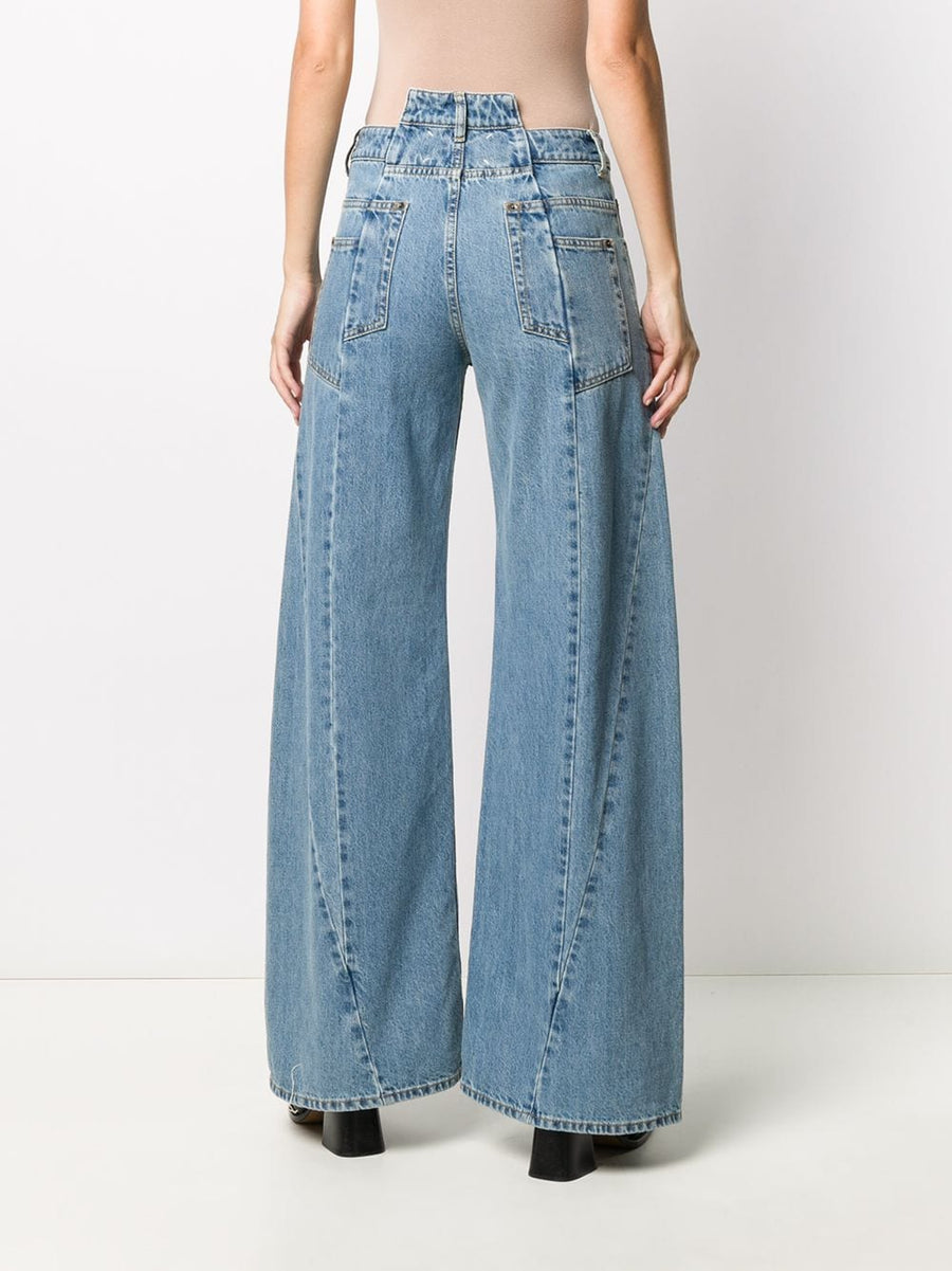 Maison Margiela Light Blue Denim Wide Leg Jeans With Décortiqué Detailing