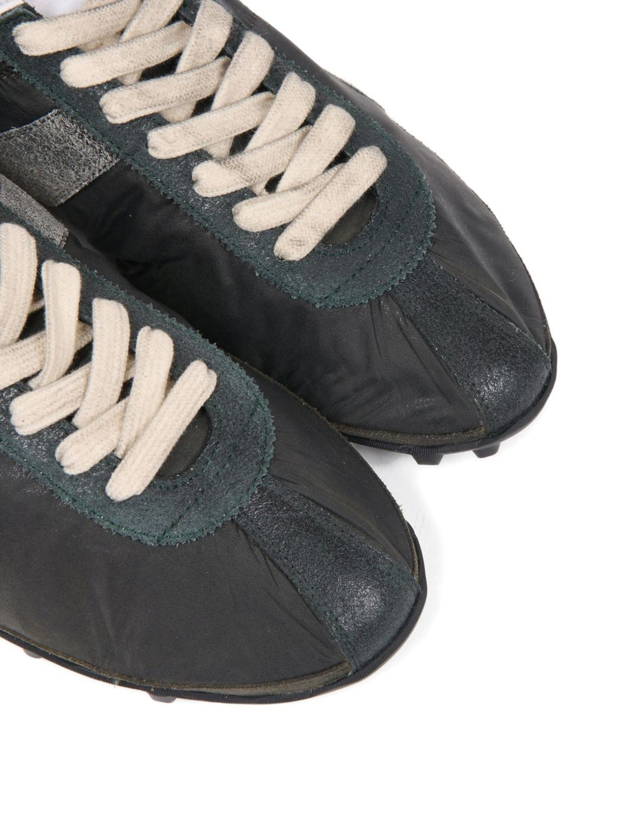 Maison Margiela Sprinter Low Sneakers For Women Premium Green Calf Leather Panelled Upper